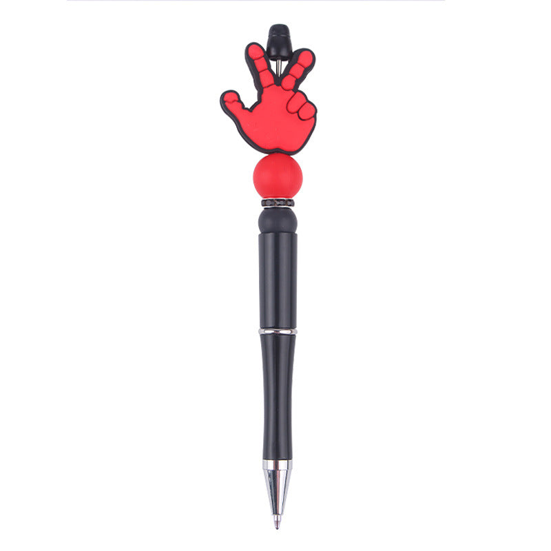 Wholesale Beaded Pens DIY Handmade Palm Silicone Beads Black Plastic Multifunctional Ballpoint Pen