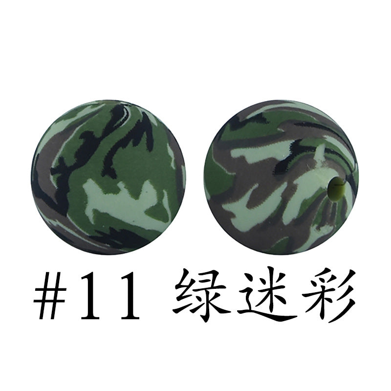 Wholesale 50pcs 16mm Print Silicone Beads Colorful Silicone Water Transfer Beads