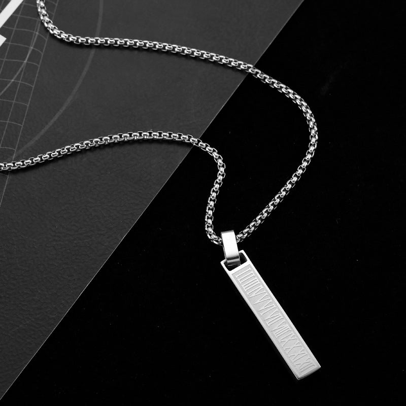 Wholesale Stainless Steel Roman Retro Three-Dimensional Rectangular Necklaces