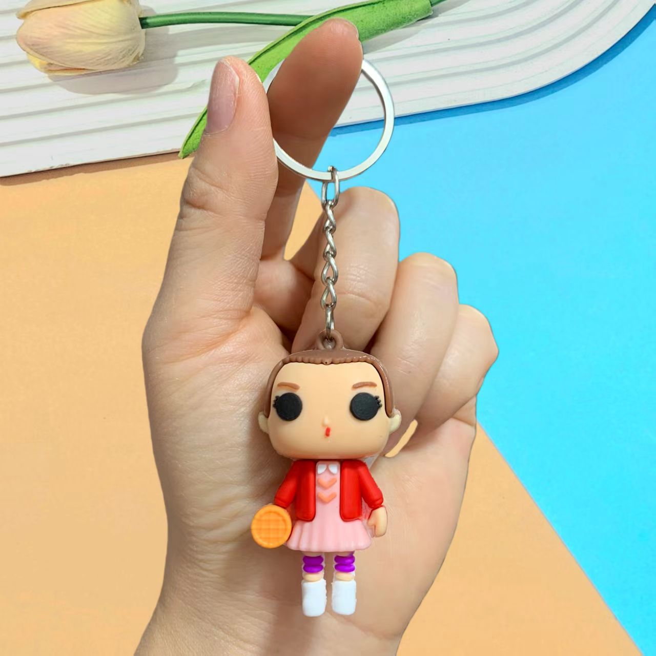 Wholesale Colorful cartoon flowers Keychains
