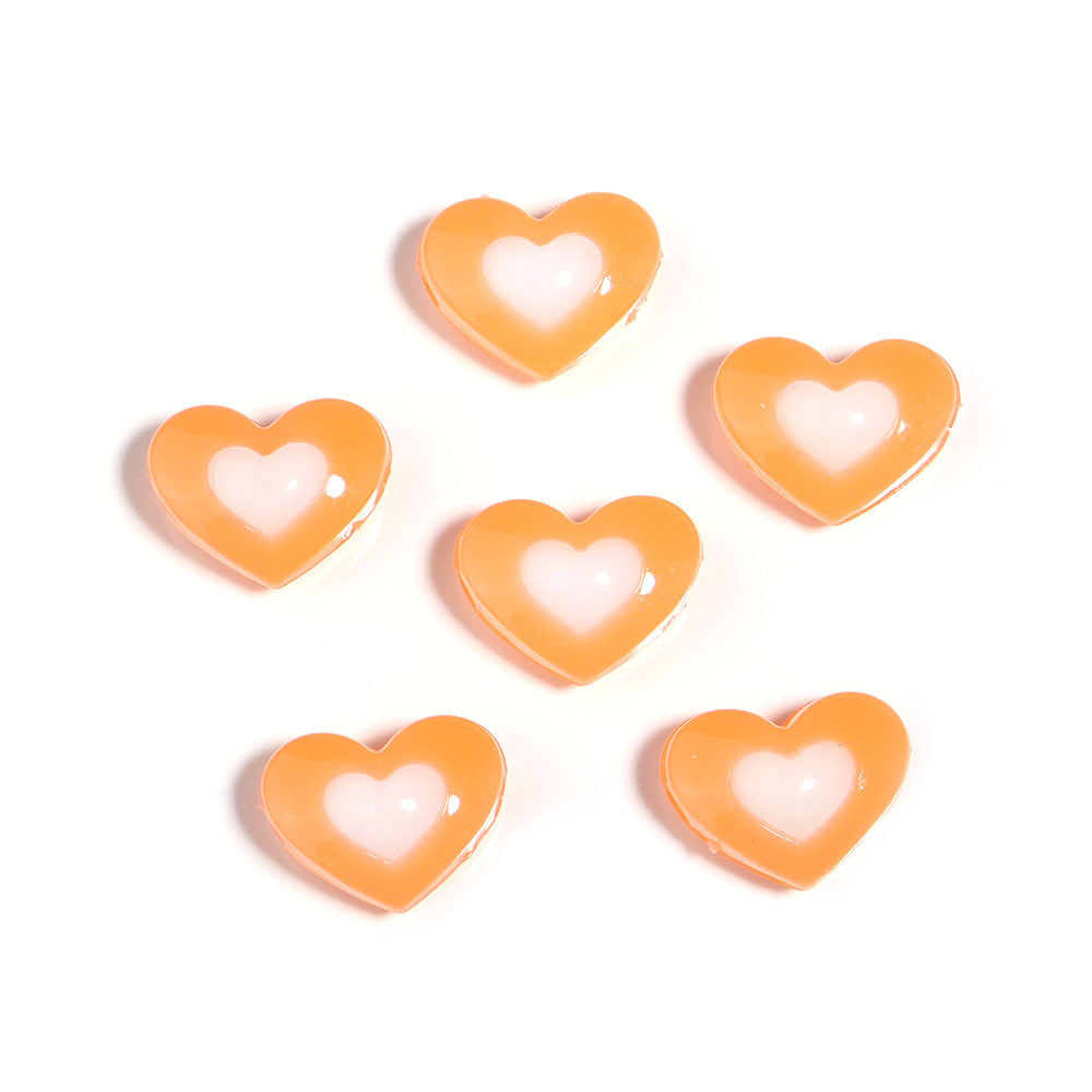 Wholesale 10pcs Jelly colored double-layer heart-shaped acrylic beads