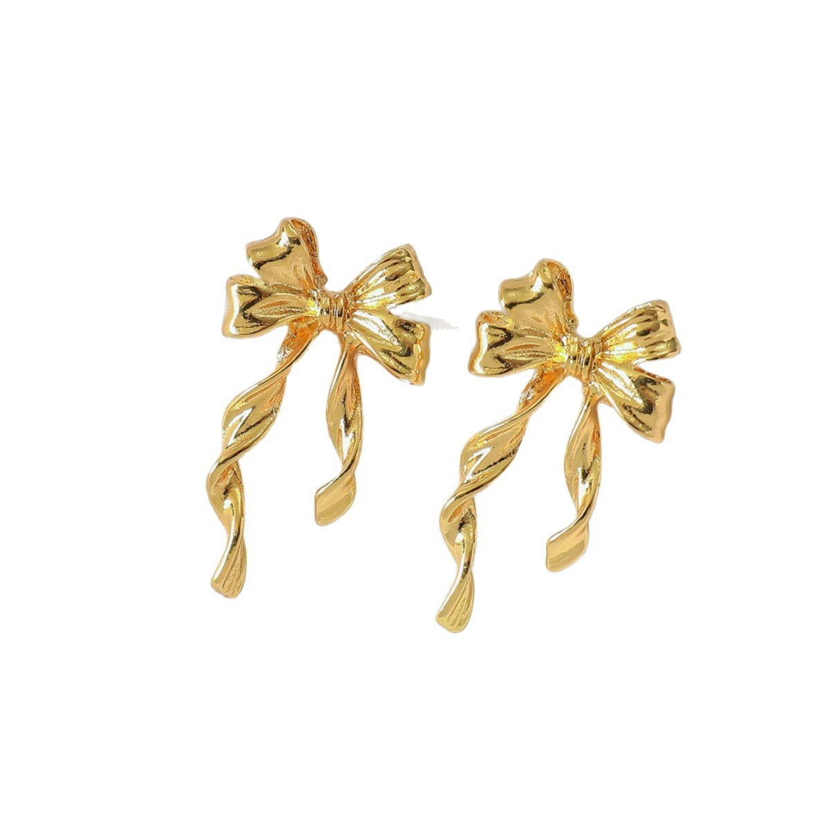 Wholesale Alloy gold bow earrings
