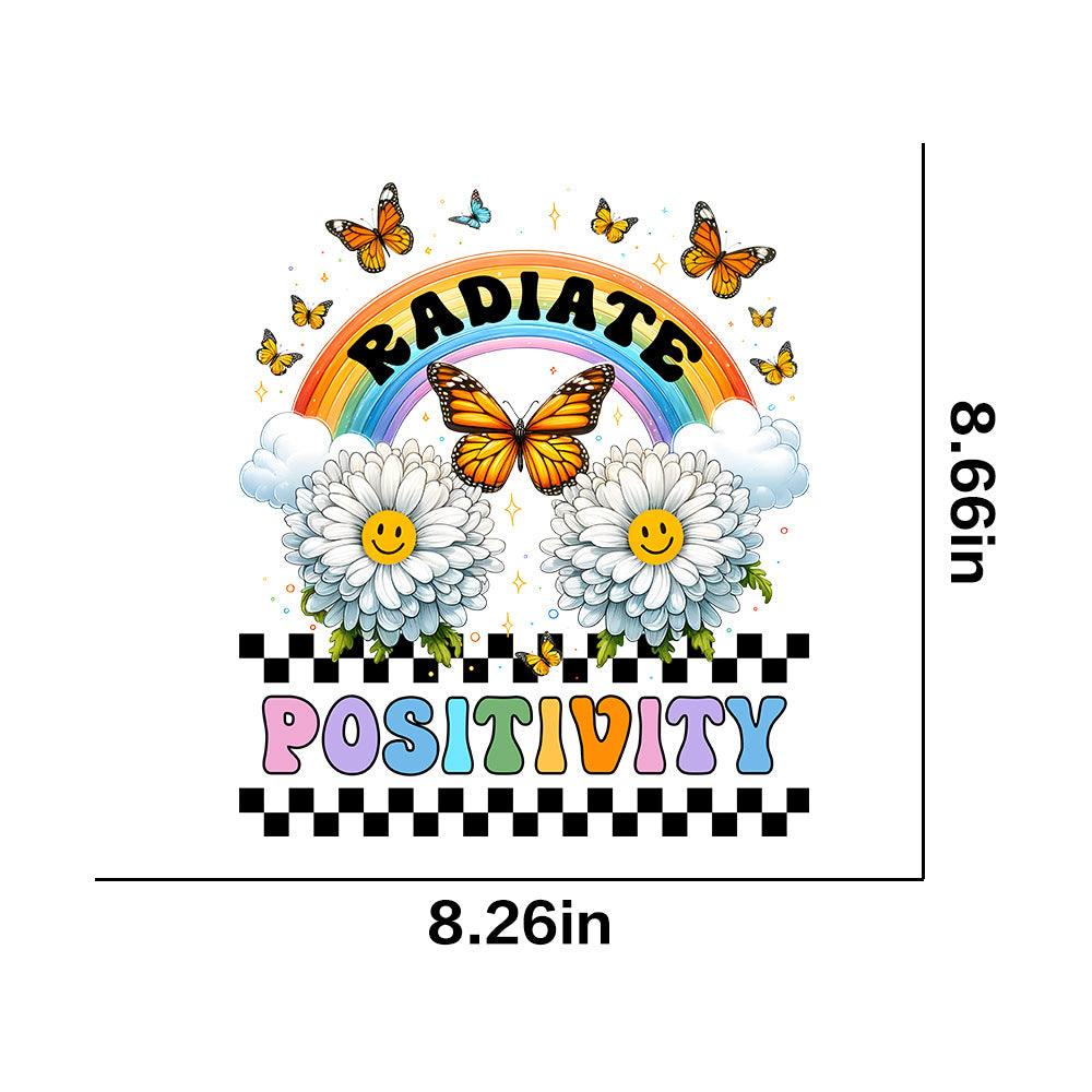 Wholesale 10pcs Butterfly Flower Rainbow Letter  UV DTF Ready to Press Transfers Wraps