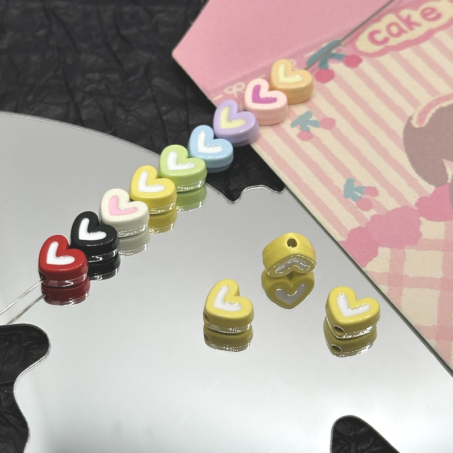 Wholesale 10pcs Dopamine Oil Drop Heart Alloy Beads Versatile Heart Spacer Beads DIY