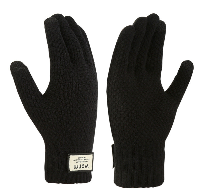 Wholesale Winter Knitted Cashmere Plus Velvet Thickened Warm Gloves