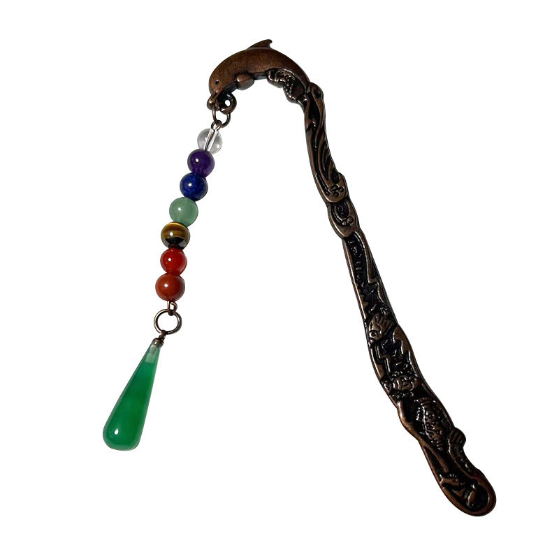 Wholesale Rotate Metal Natural Crystal Stone Learning Stationery Bookmark