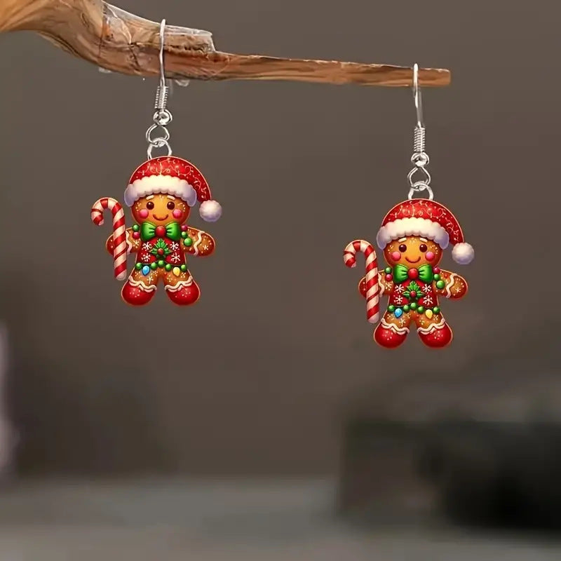 Wholesale Cartoon acrylic earrings with Christmas hat