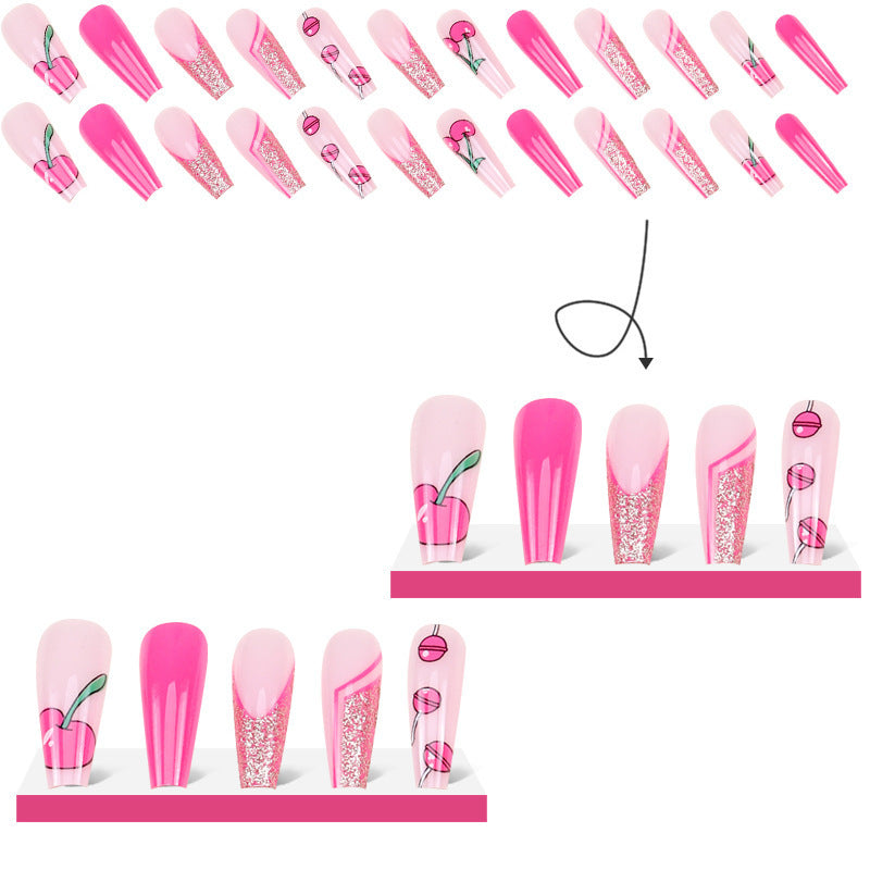 Wholesale Graffiti Rose Red Cherry French Nail Stickers