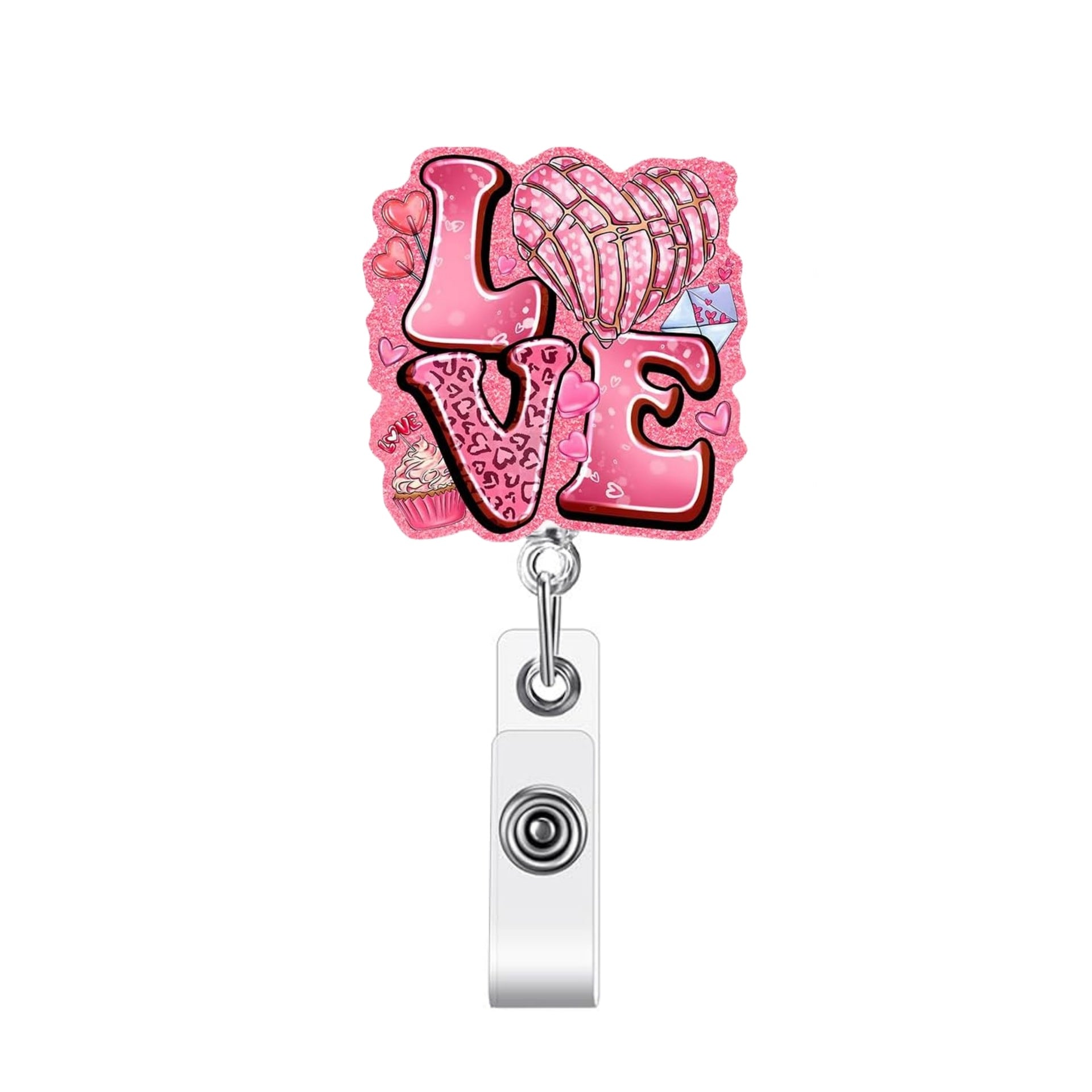 Wholesale romantic heart-shaped acrylic retractable  Badge Reels