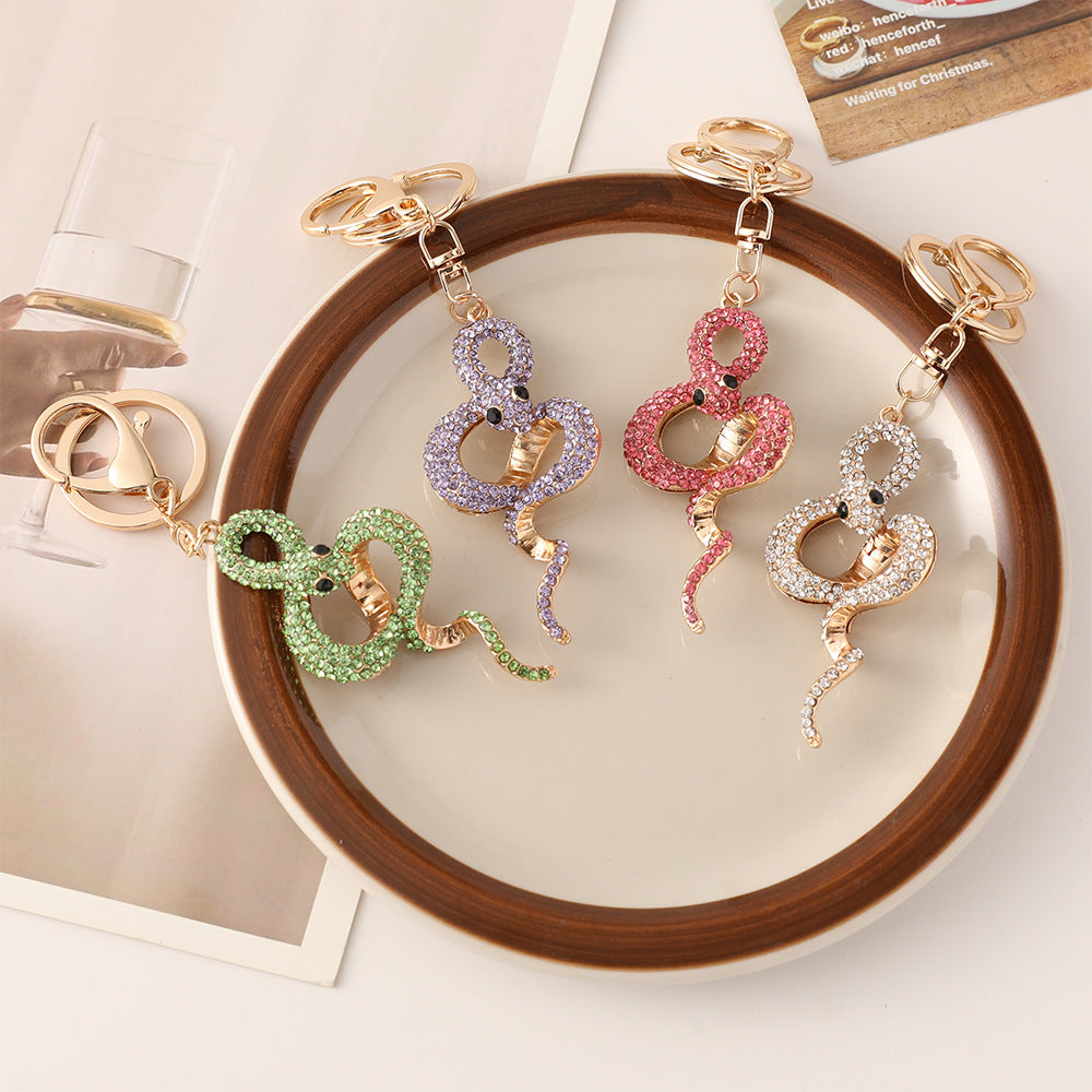 Wholesale Zodiac series metal diamond animal snake key chain pendant exquisite bag ornaments small gifts
