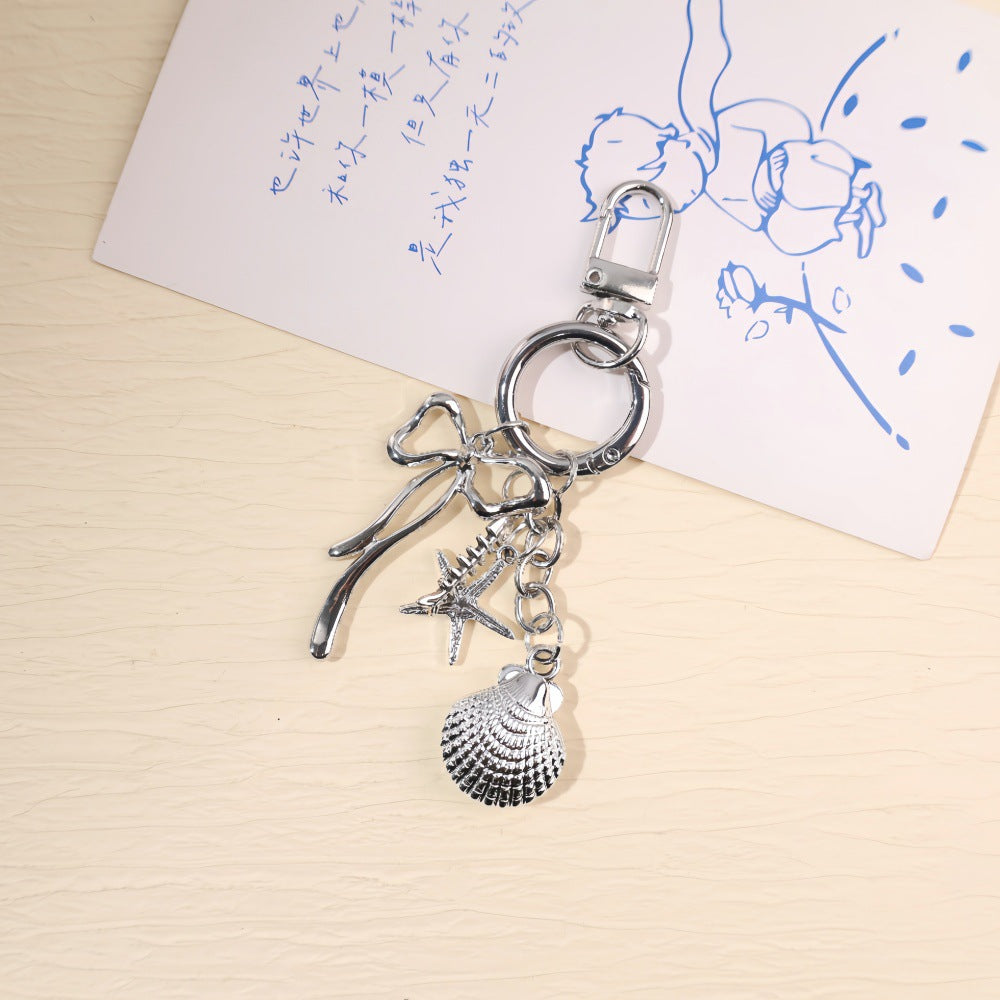 Wholesale Creative Ocean Beach Tower Shell Metal Keychain