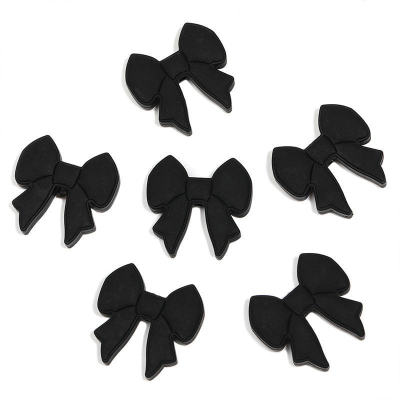 Wholesale 20pcs Bow Silicone Beads Fashionable Simple Rubber Beads