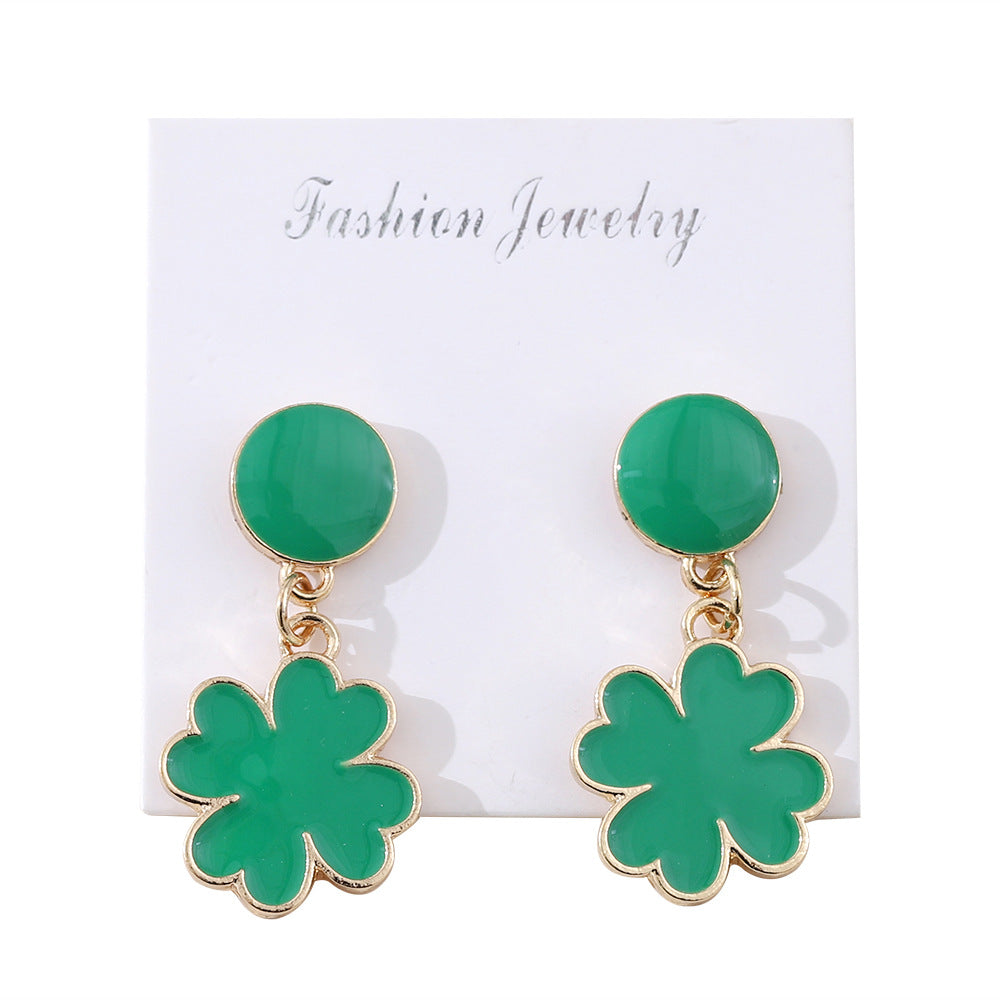 Wholesale St. parcret Festival Irish green clover pendant drop earrings
