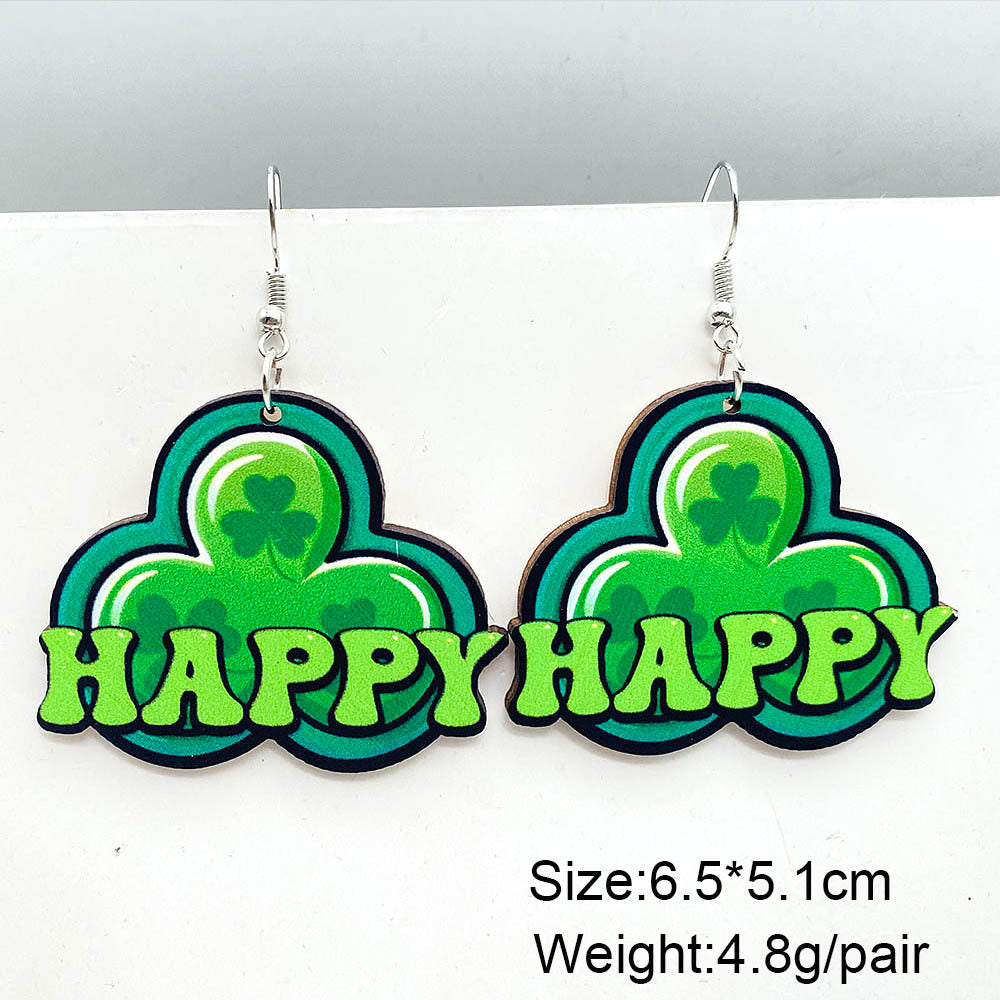 Wholesale St. Parcret festival dwarf lucky grass rainbow beard wooden earrings