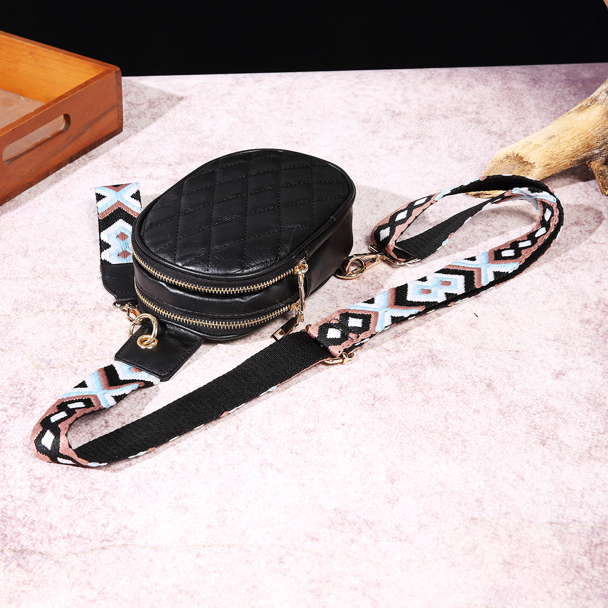 Wholesale Bohemian Retro Chest Bag Pure Embroidery PU Crossbody Bag