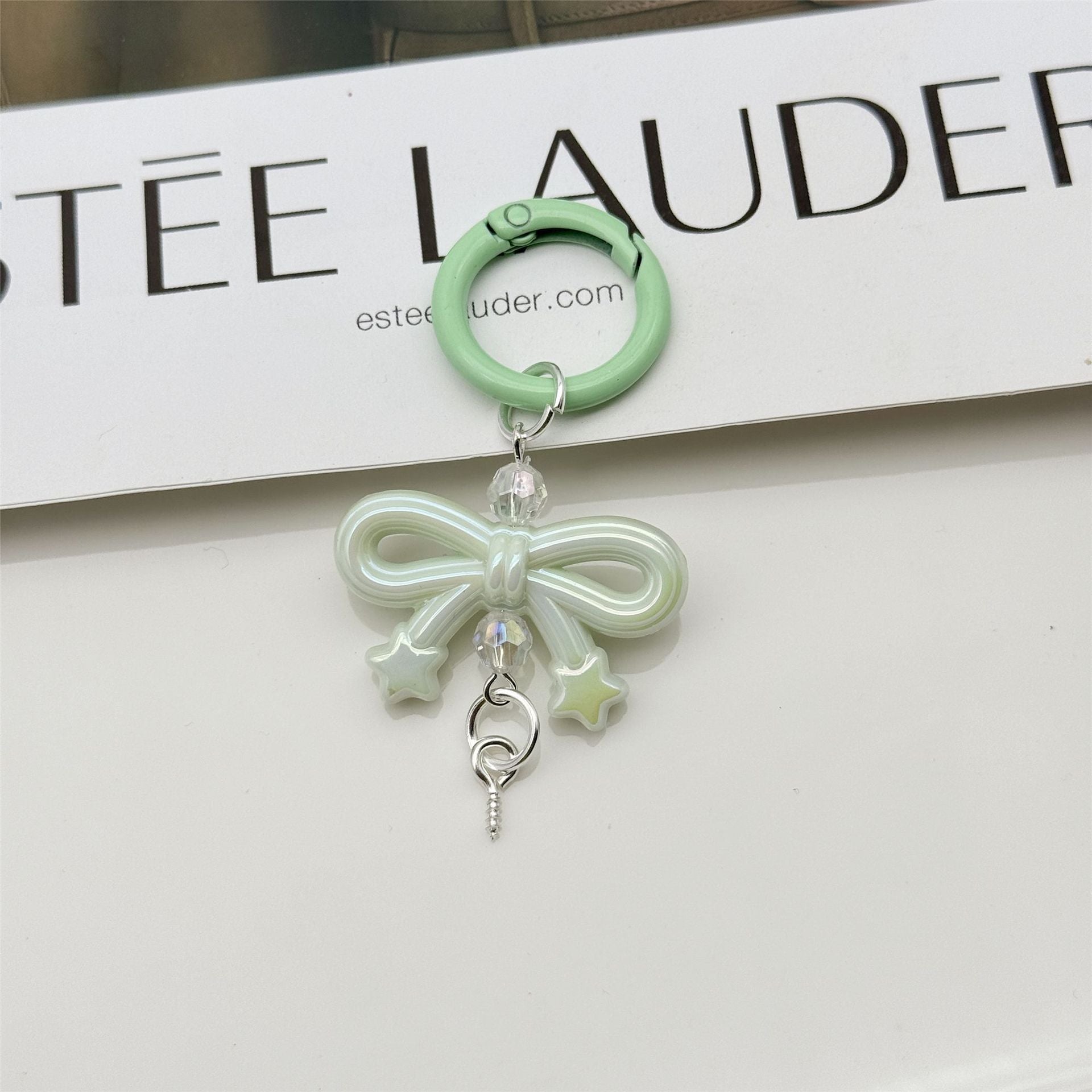 Wholesale Candy Color Bow Keychain Color Spring Buckle Cute Bag Pendant