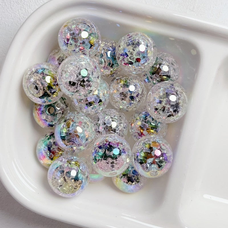 Wholesale 10pcs 16mm high quality uv electroplating burst sugar core round beads