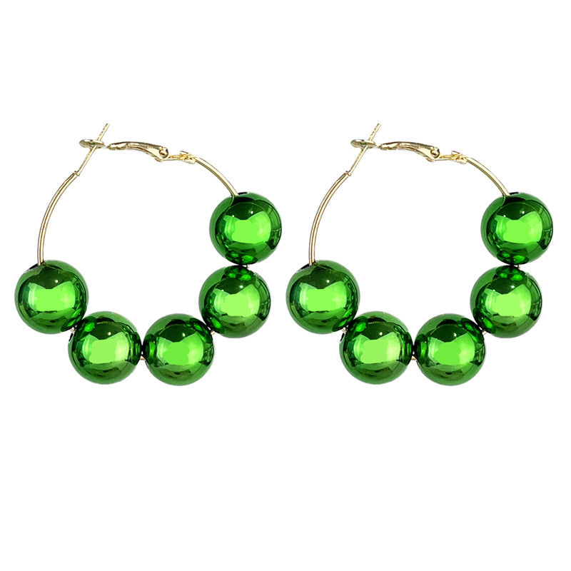 Wholesale  2pairs/pack  St.  Patrick Green Glitter Large Bright Color Beaded Earrings