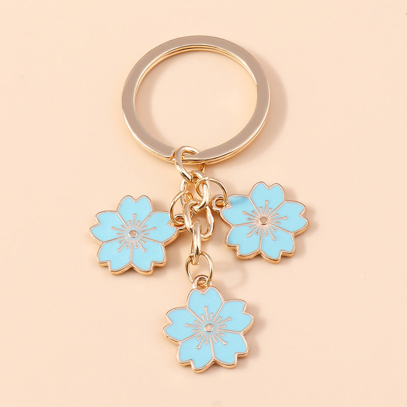 Wholesale Cherry Blossom Metal Keychain Handbag Decoration Pendant Accessories