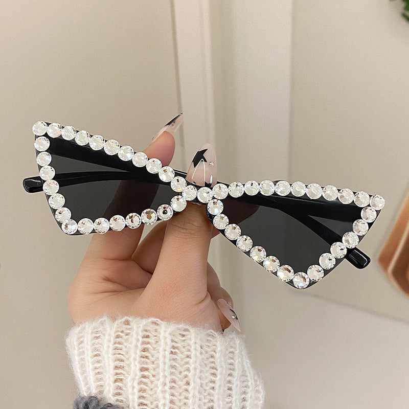 Wholesale Full Diamond Bow Colored Small Frame Birthday Letter Sunglasses