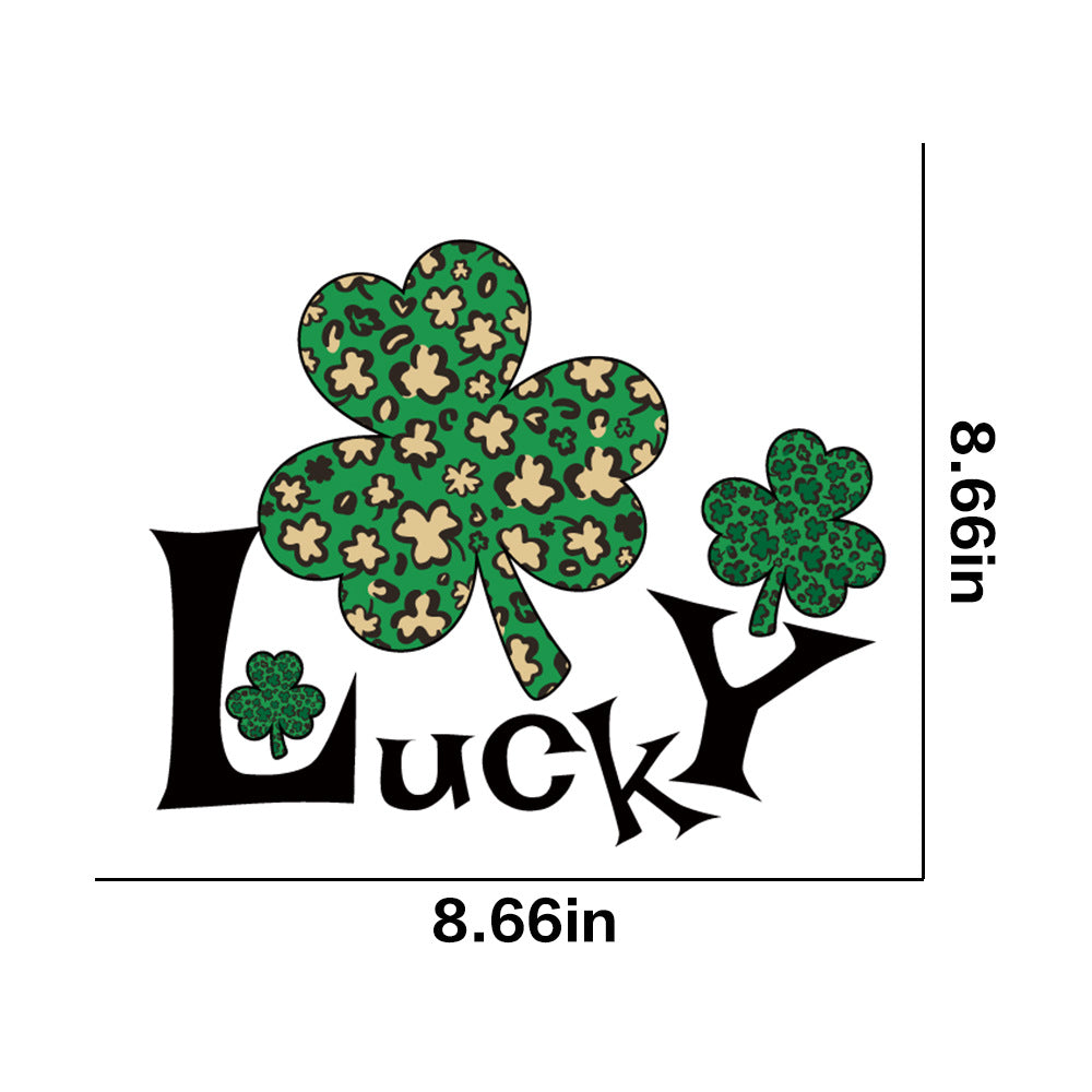 Wholesale 10pcs St. Patrick's Day Green Lucky Clover UV DTF Ready to Press Transfers Wraps