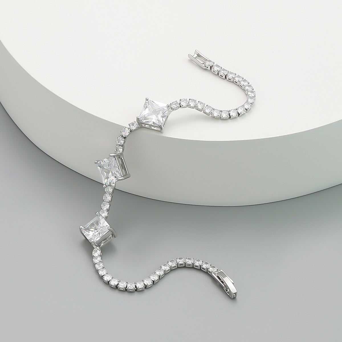 Wholesale Full Diamond Square Copper Bracelet