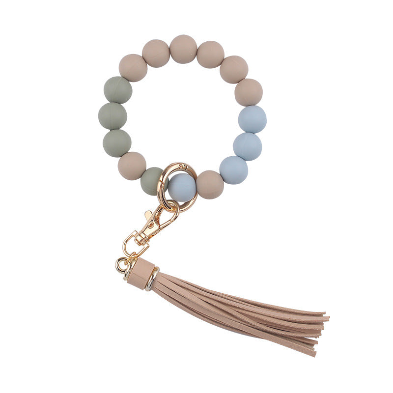 Wholesale Cartoon Solid Color Silicone Beaded Wrist Keychain
