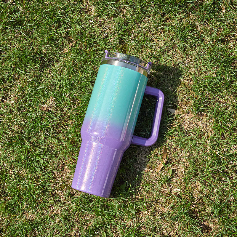 Wholesale 40oz Car Cup Stainless Steel Insulated Car Water Cup Rainbow Paint Ice Bullies Cup