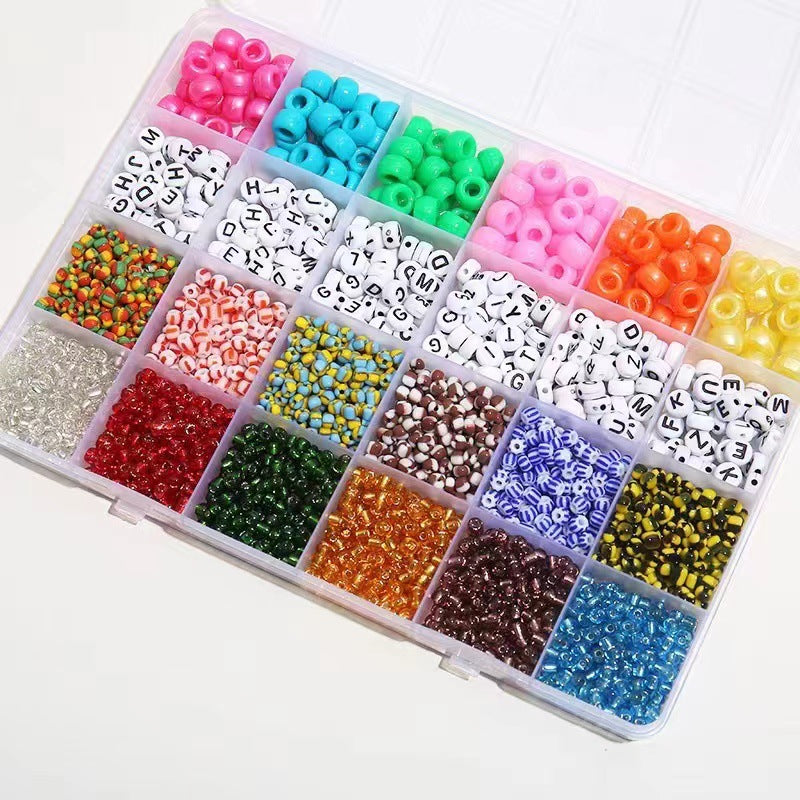 Wholesale DIY puzzle  Beaded 28 Boxed Set of Solid Color Paint Glass Beads DIY Bracelet Necklace Accessories Colorful Small Rice Beads