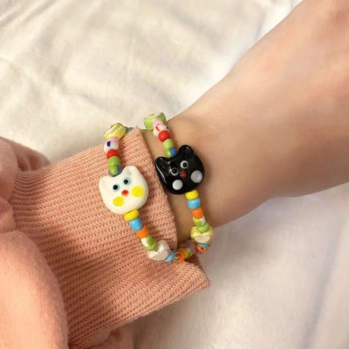 Lindo gato de amor al por mayor Beads Pulsera de vidrio