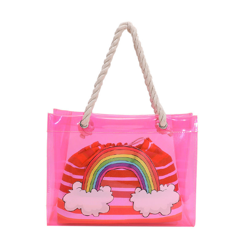 Wholesale High Capacity Rainbow PVC Handheld Tote Bag
