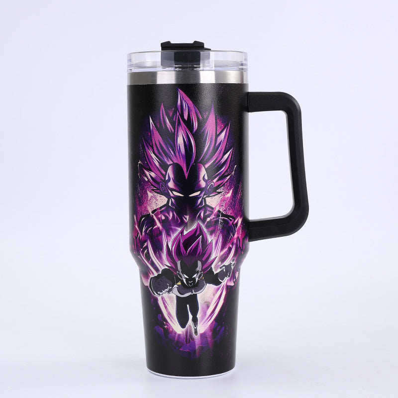 Wholesale Stainless Steel Thermos Cup with Handle and Print Large Capacity 40oz Ice Cup