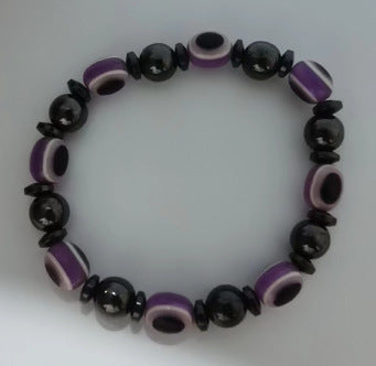 Wholesale Black Magnet Colored Flat Beads Stretch Men's Bracelet