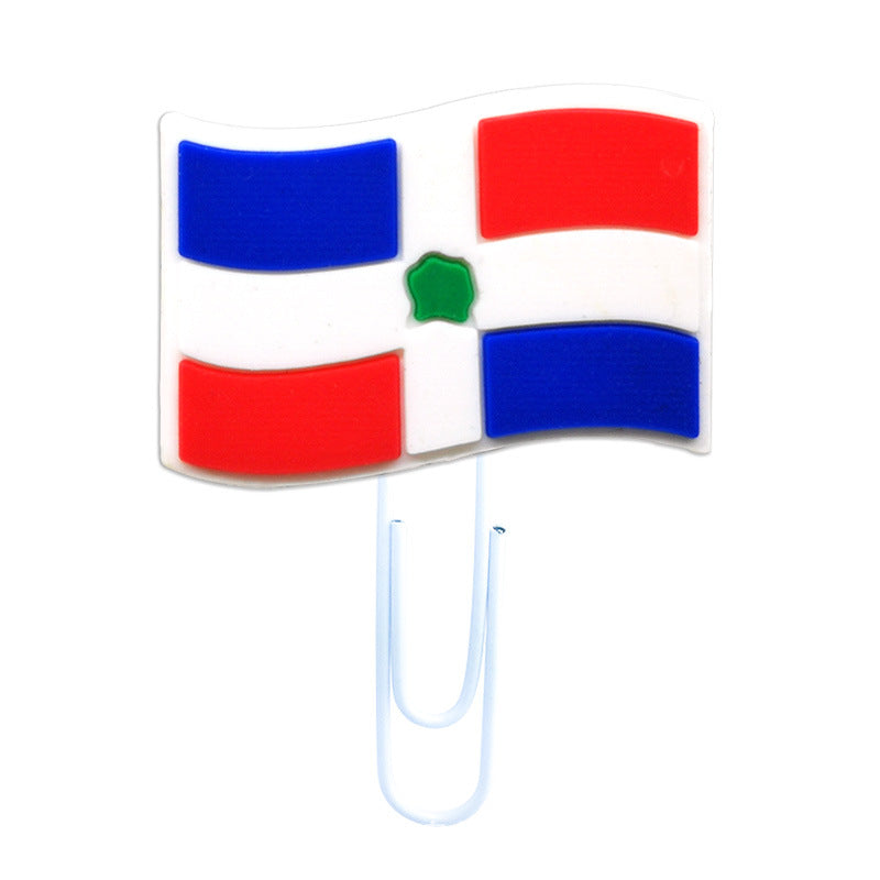 Wholesale 30pcs Flag Series Cartoon Paper Clips Paper Clips Cute Pvc Soft Glue Bookmarks