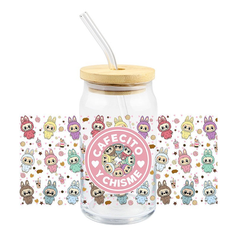 Wholesale 5pcs Colorful cute cartoon 16oz Cup UV DTF Wraps