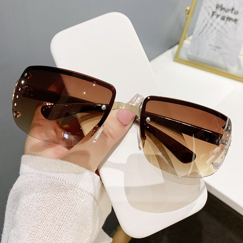 Wholesale Frameless Y2K Square Diamond Sweet Cool Sunglasses