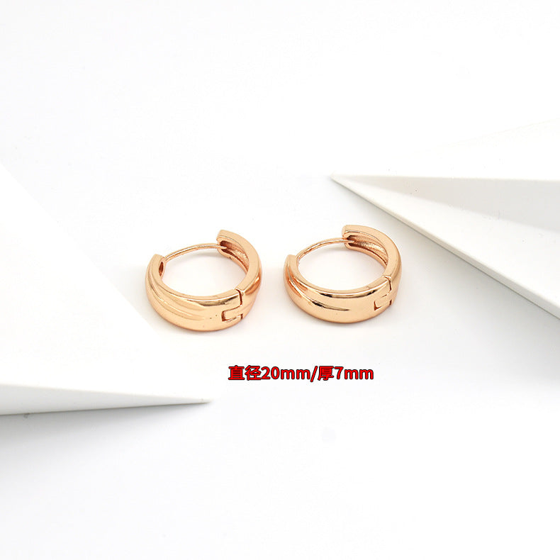 Wholesale Smooth European and American Fashionable Versatile Simple Copper Gold-plated Earrings