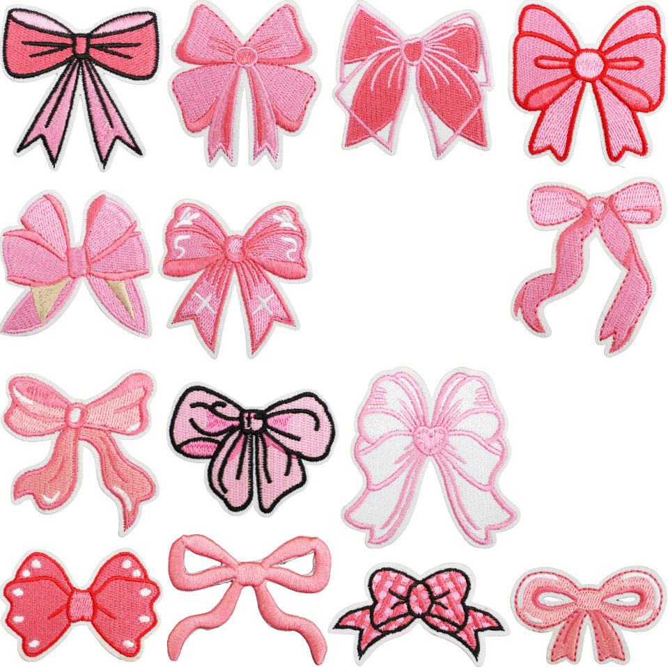 Wholesale Handmade Decorative Embroidered Cloth Sticker Bow Patch