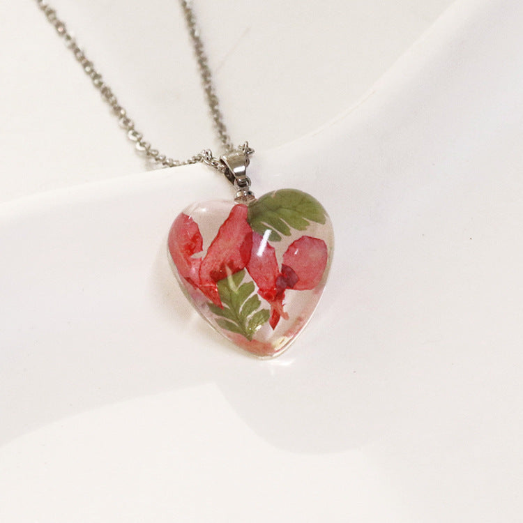 Wholesale 6pcs Monthly Everlasting Flower Resin Epoxy Love Pendant Necklace