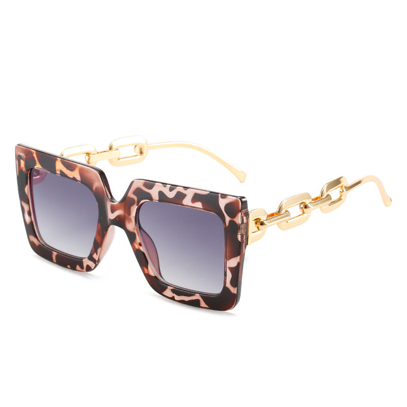 Wholesale Square Large Frame Chain Sunglasses