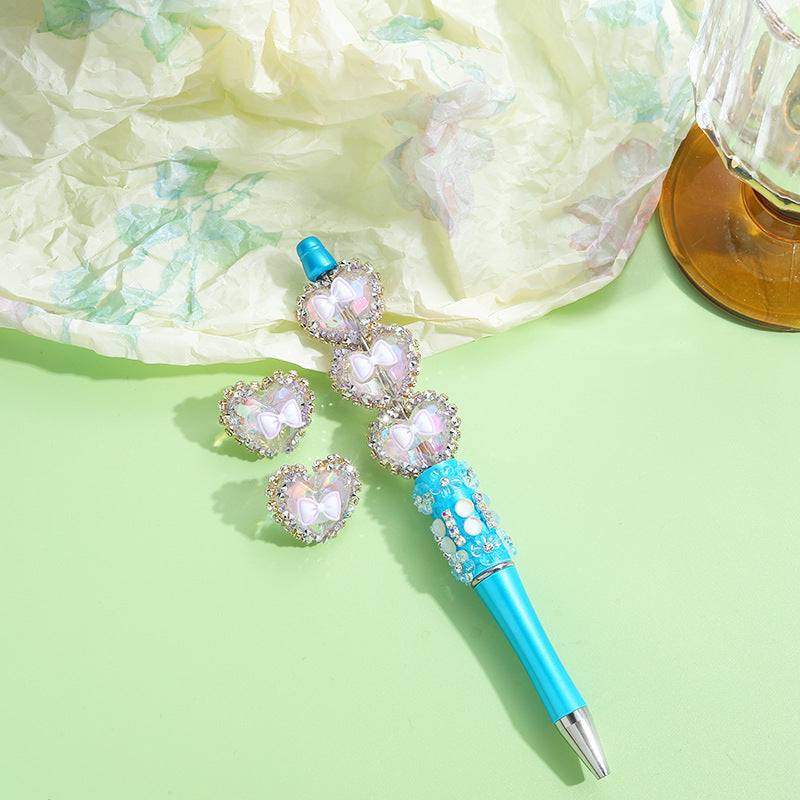 Wholesale 10pcslove butterfly drill flower straight hole handmade loose acrylic beads