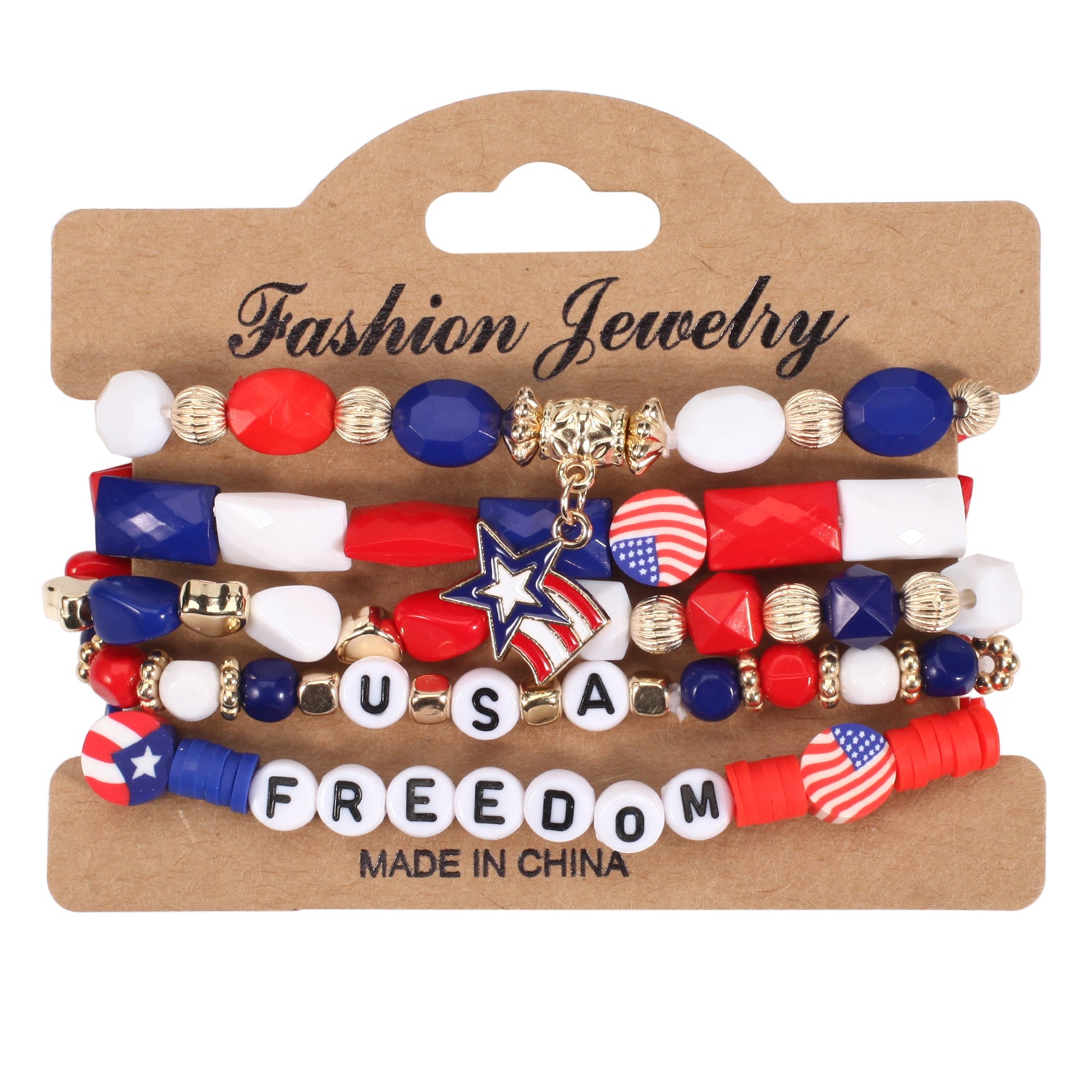 Wholesale Independence Day Flag Red White Blue Crystal Bracelet