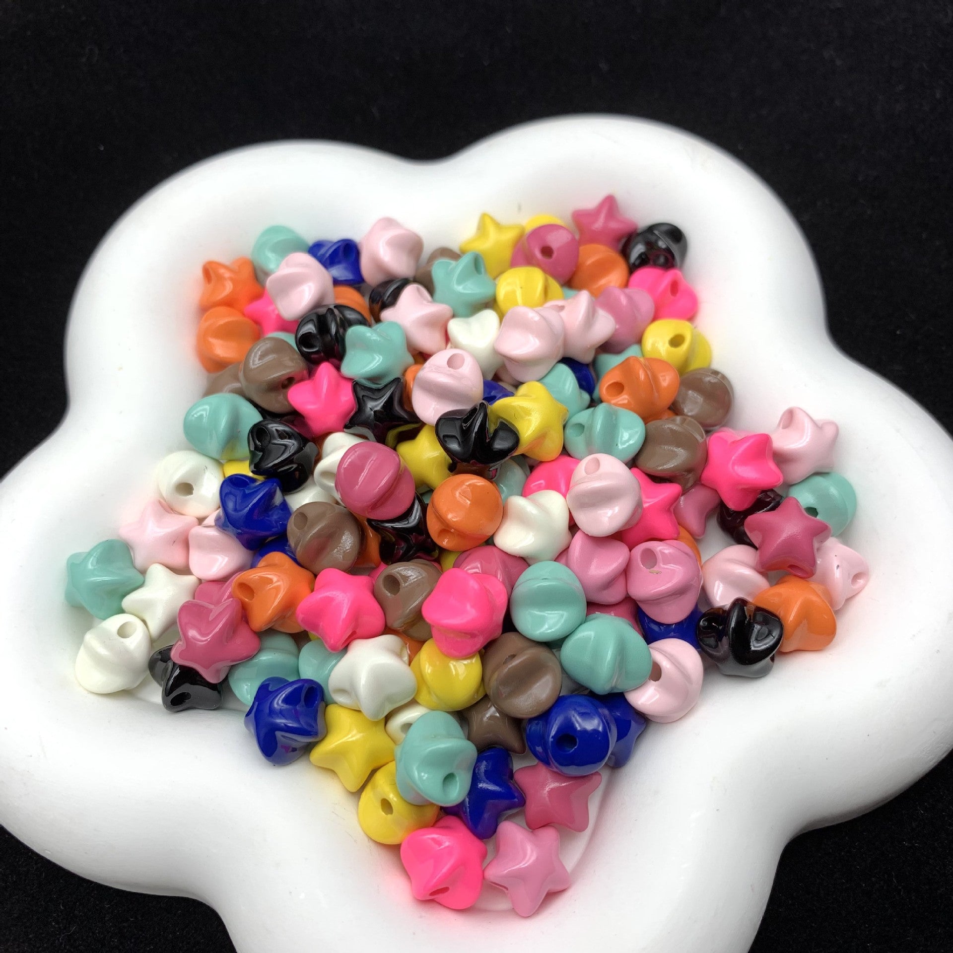 Wholesale 10pcs  Star acrylic through-hole bead Wood Beads