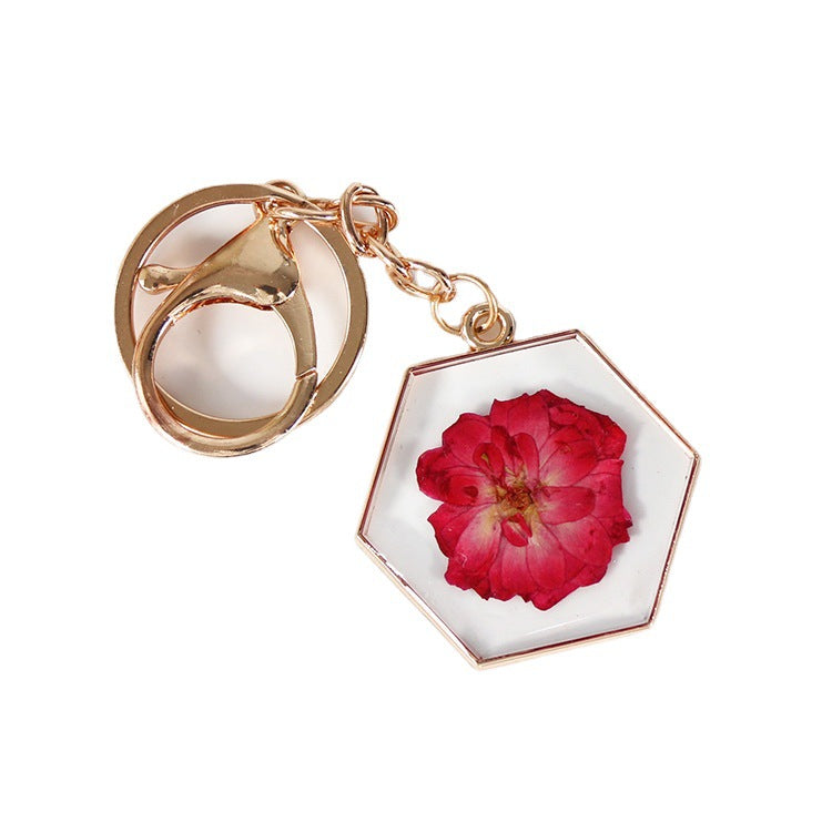 Wholesale 6pcs Natural Dried Flower Specimen Keychain