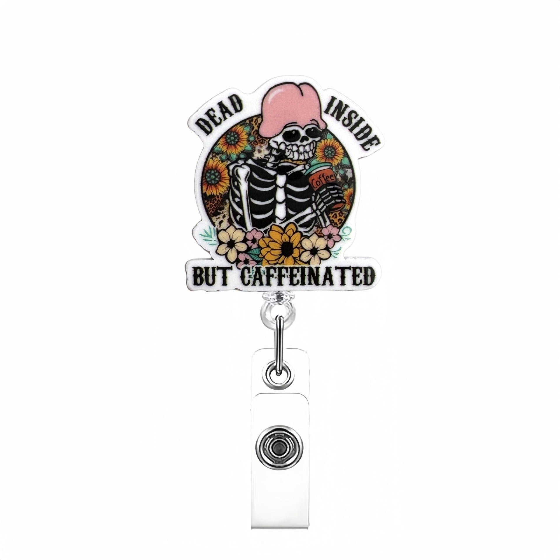Wholesale Blackened Skeleton Medical Easy Pull Buckle  Badge Reels