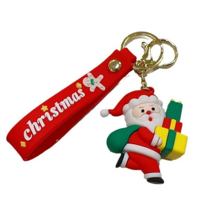 Wholesale Christmas  Cartoon PVC Keychain Decorative Bag Charm Car Key Accessory Trendy Gift For Boutique Resale