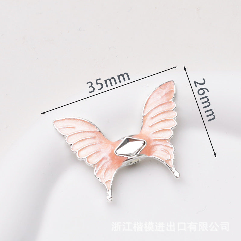 Wholesale 50PCS DIY Metal Electroplated Colorful Wings Butterfly Vertical Hole Loose Beads