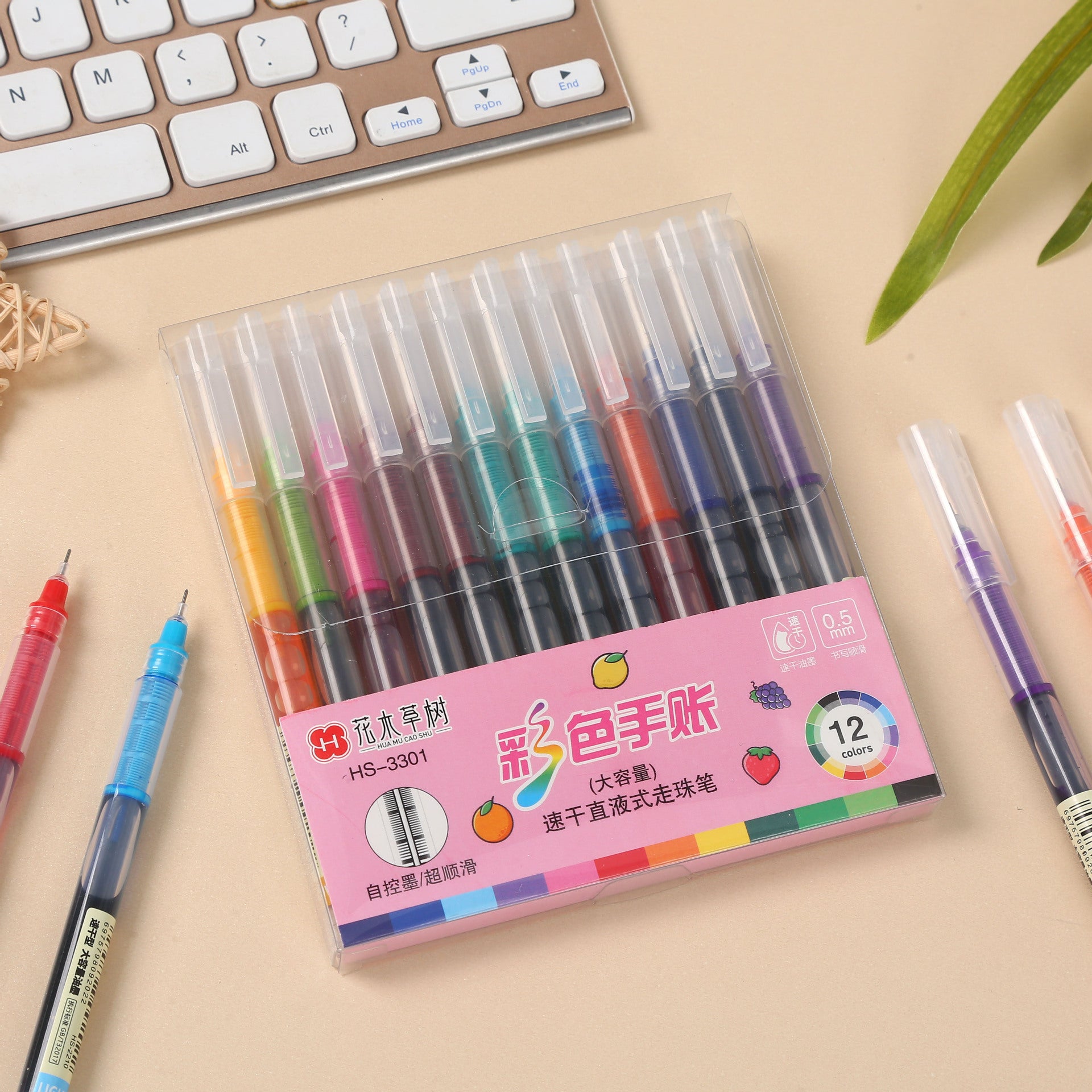 Wholesale 12 Color Straight Liquid Needle Tube Gel Pen