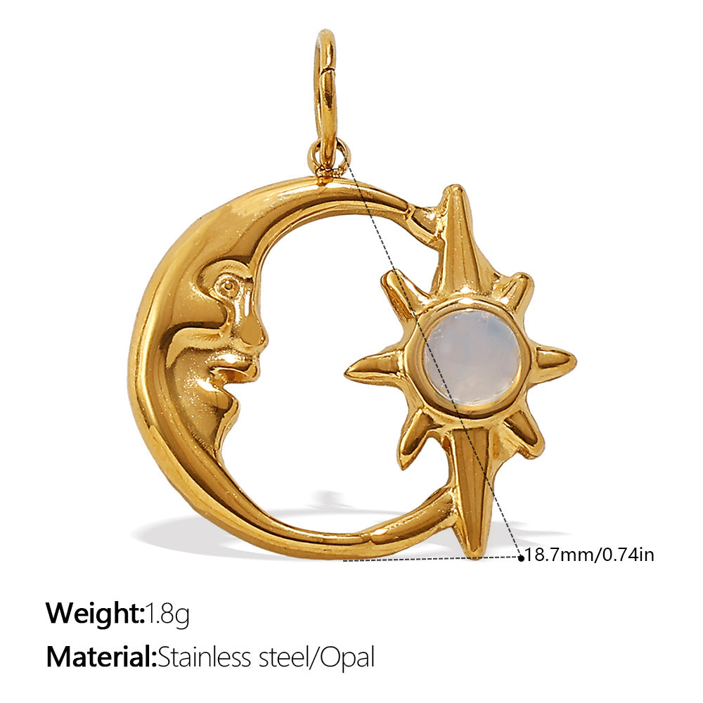 Wholesale Stainless steel 18K gold-plated sun and moon pendant necklace