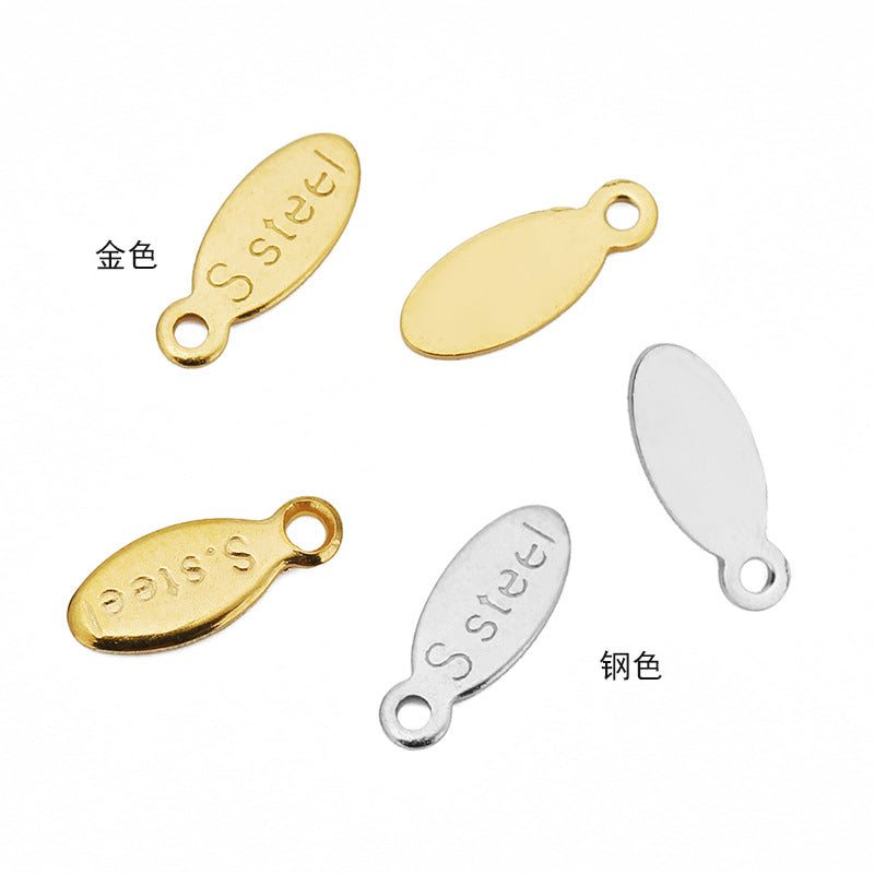 Wholesale 50PCS/PACK Stainless Steel DIY Bracelet Necklace Hang Tag 18k Vacuum Plated Tail Chain Lettering Disc